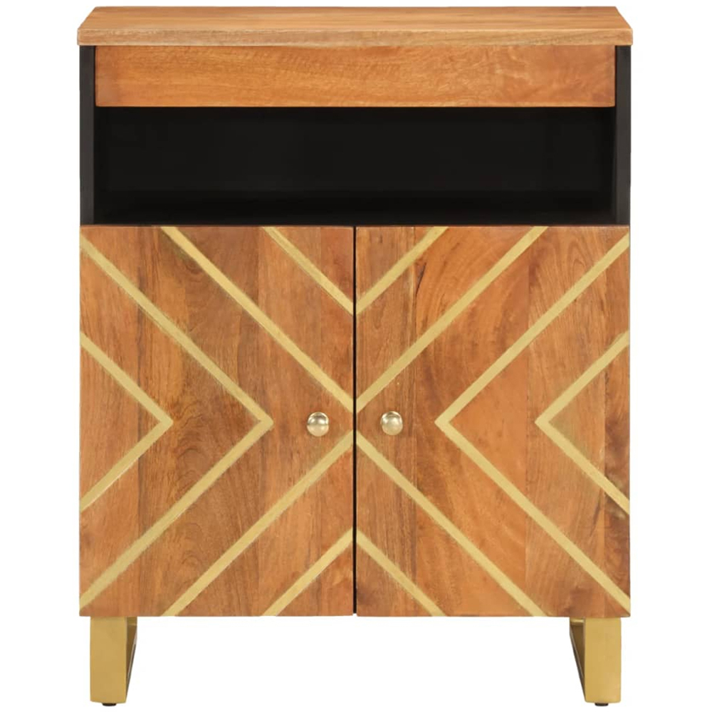 vidaXL 2 Door Single Shelf Brown and Black Side Cabinet Image 4