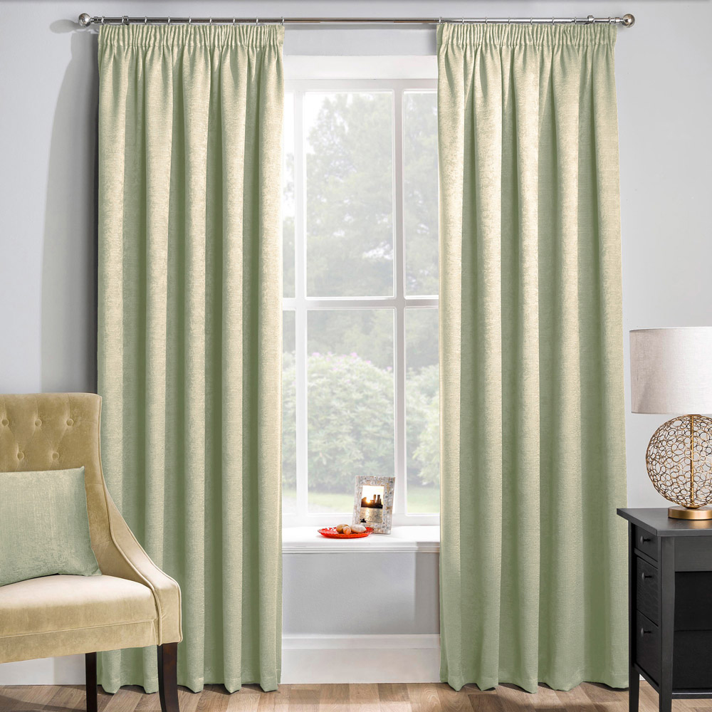 Enhanced Living Matrix Green Thermal Pencil Pleat Readymade Curtains 168 x 229cm Image 1