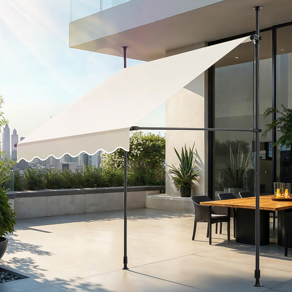 tectake Beige Retractable Awning 1.5 x 1.8m Image 1