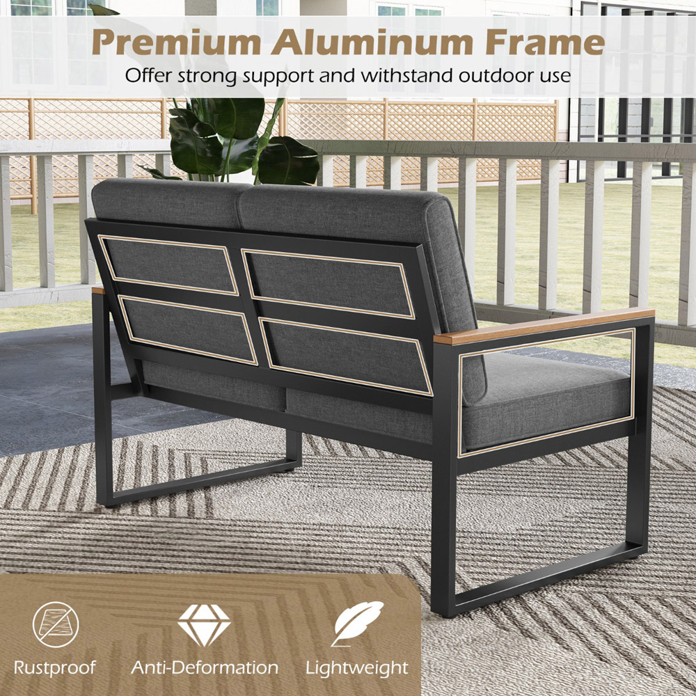 Costway 2 Seater Patio Aluminium Furniture Set Grey Image 8
