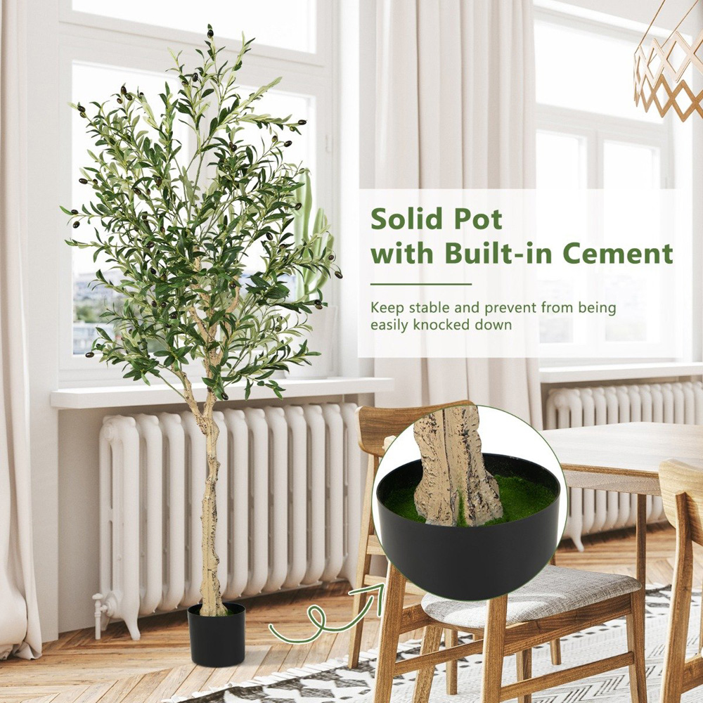 Costway Artificial Olive Tree with 72 Fruits 6ft 1 Pack Image 4