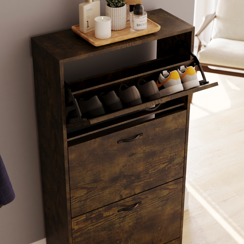 Vida Designs 3 Drawer Dark Wood Shoe Cabinet Image 3