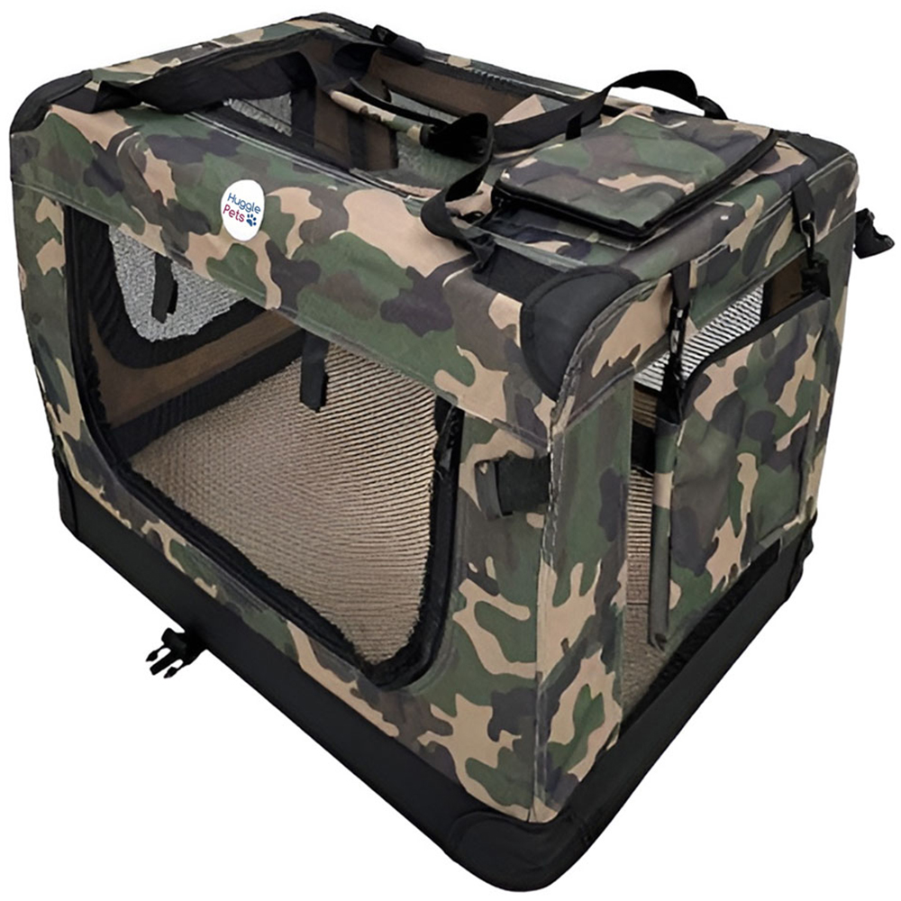 HugglePets Small Camo Green Fabric Crate 50cm Image 1