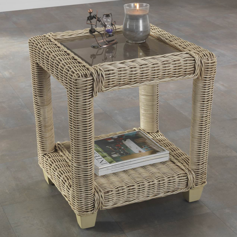 Desser Burford Natural Rattan Lamp Table Image 1