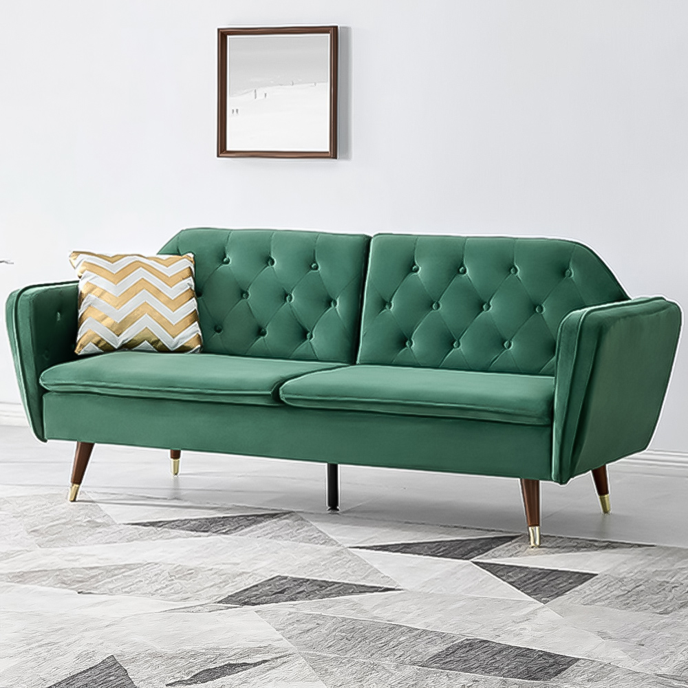 Home Detail Whitby Double Sleeper Dark Green Velvet Sofa Bed Image 1