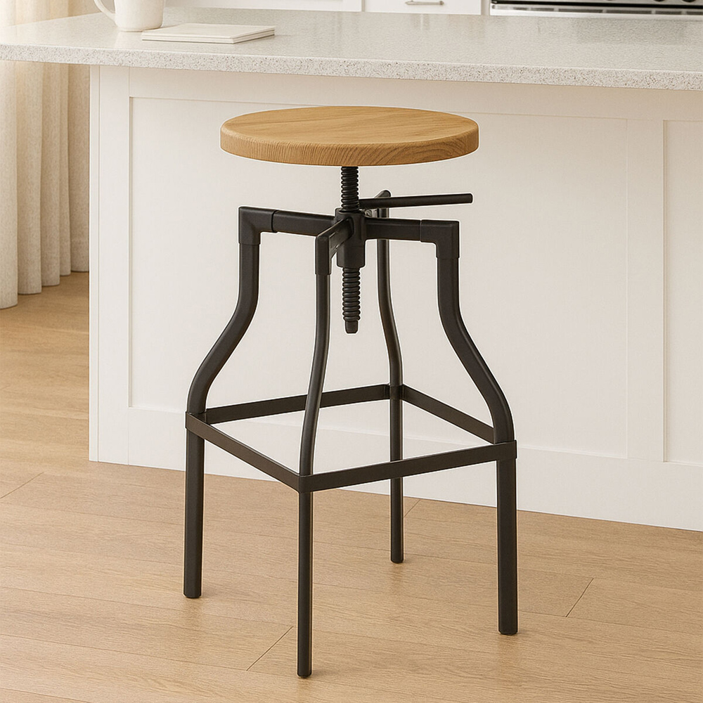 Premier Housewares New Foundry Ash Seat Bar Stool Image 4