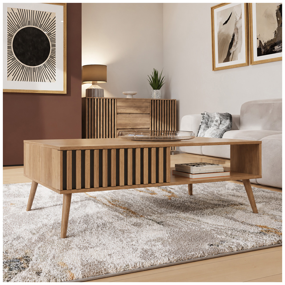 GFW Rowan Oak Louvered Coffee Table Image 7