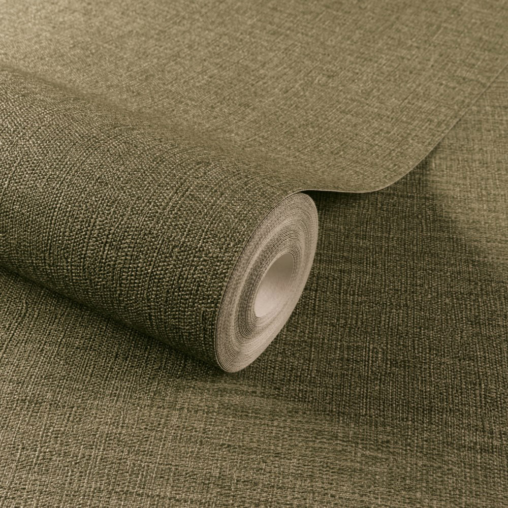 Grandeco Telma Slubbed Fabric Hessian Textured Luxury Dark Green Wallpaper Image 2