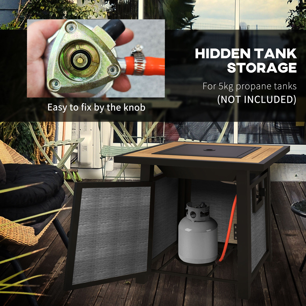 Outsunny 50000 BTU Gas Fire Pit Table with Cover Image 6