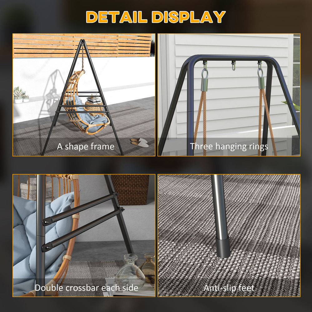 Outsunny Black Metal Frame Hammock Chair Stand Image 5