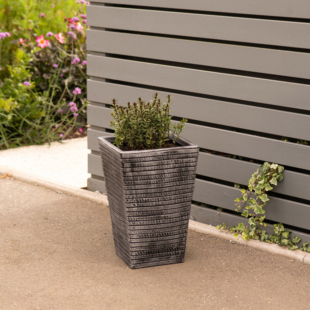 Aztec Tall Tapered Square Planter Grey Image 2