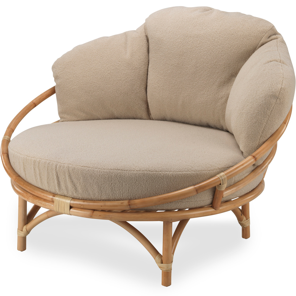 Desser Snug Cuddle Rattan Chair with Boucle Latte Cushion Image 2