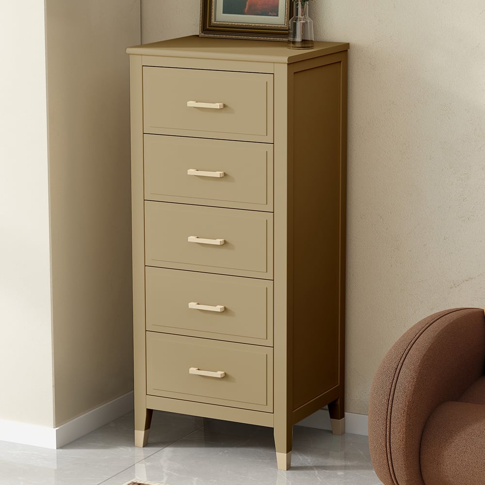 Palazzi 5 Drawer Clay Narrow Chest of Drawers Image 1
