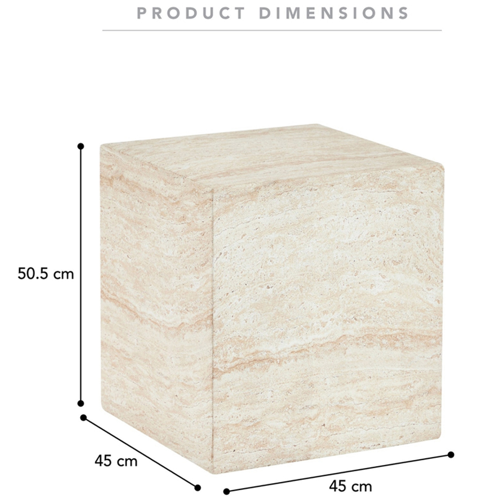 Desser Pisa Travertine Effect Square Side Table Image 8