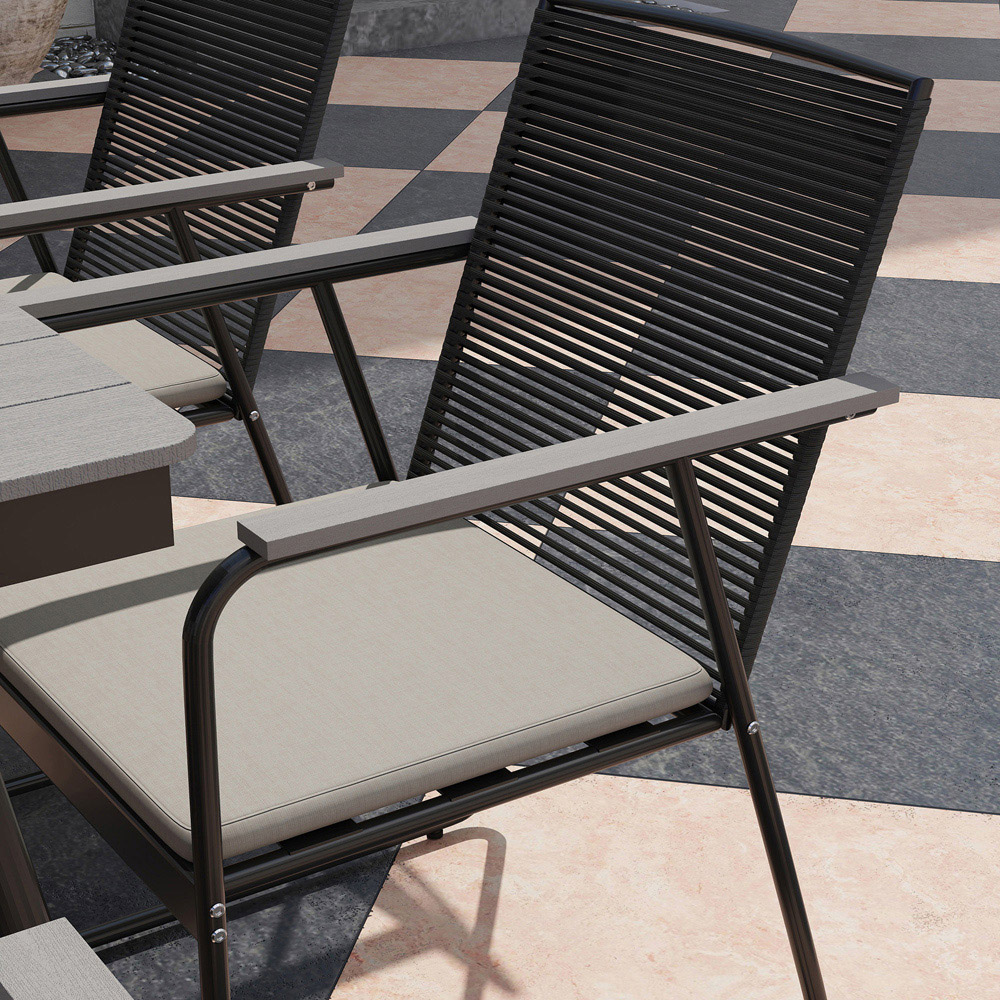 Outsunny 6 Seater Rattan Garden Dining Set Grey Image 4