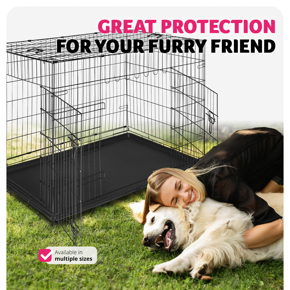 tectake Luna Double Locked Door Foldable Steel Dog Crate 121.5cm Image 8