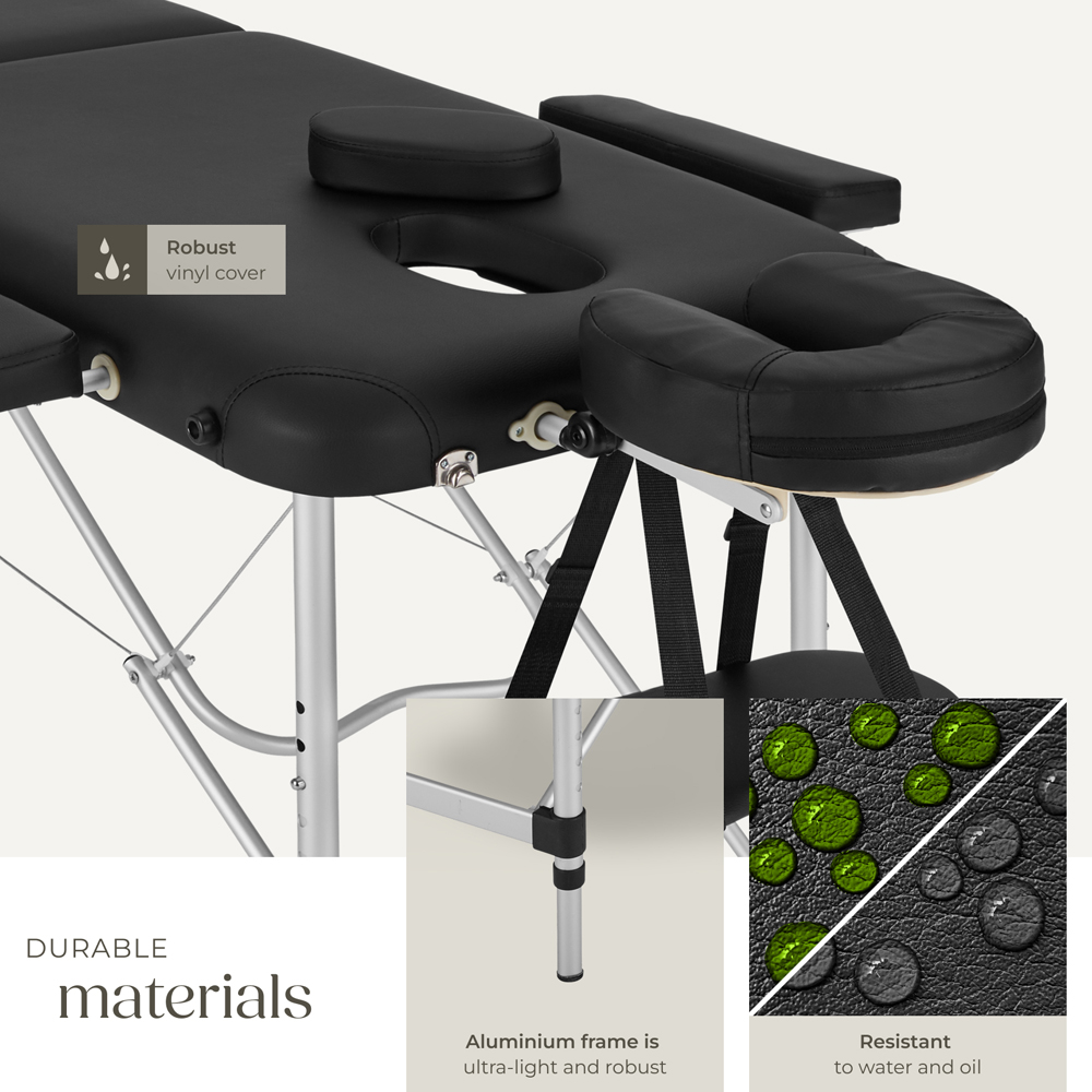 Tectake Black 2 Zone Massage Table with Carry Bag and Armrest Image 7