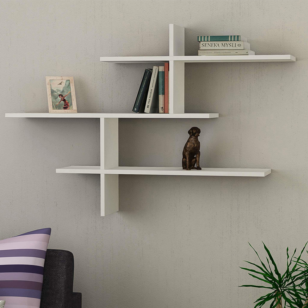 Decortie Leo White Modern Floating Shelf Image 1