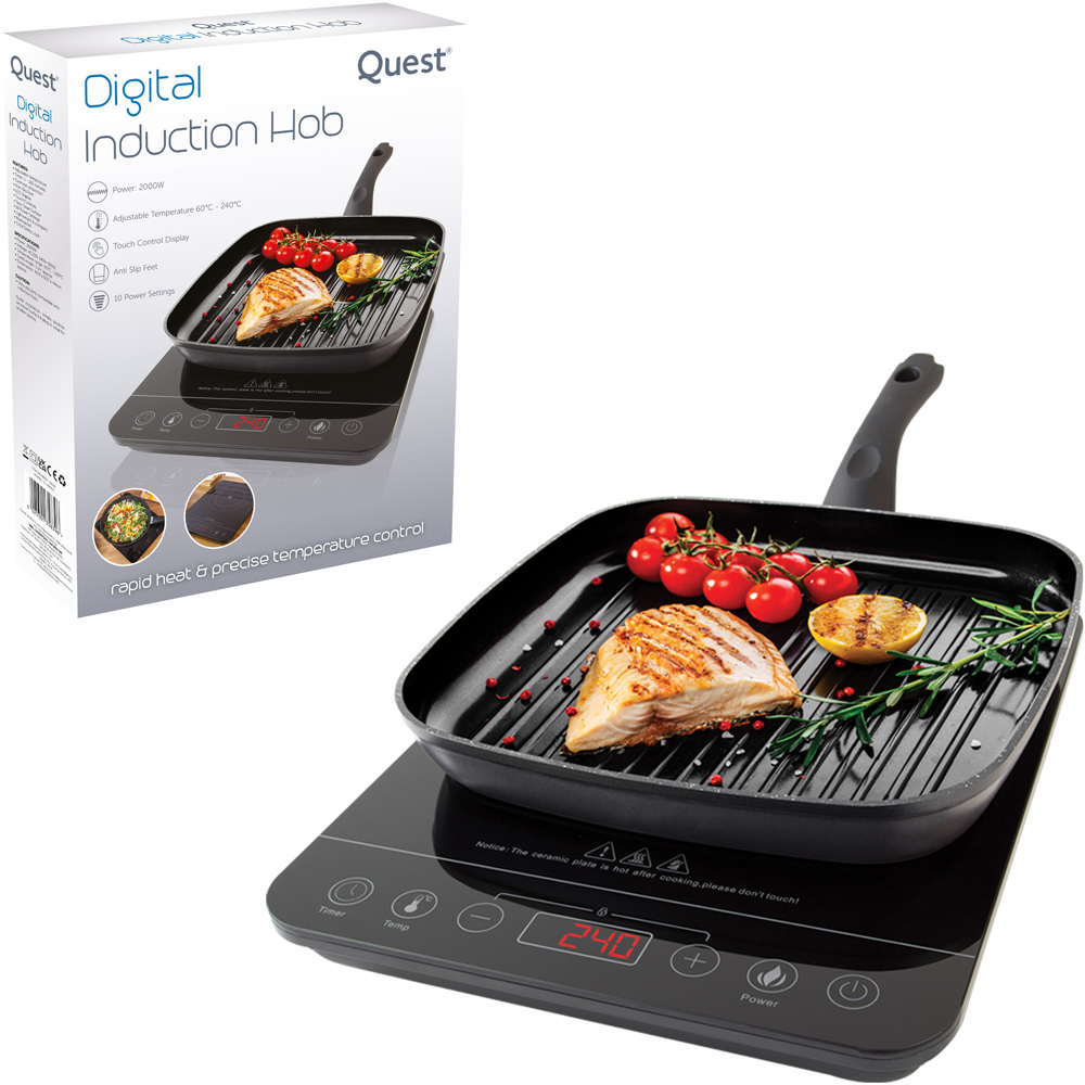 Quest 35839 Black Single Digital Induction Hob and Hot Plate 2000W Image 3