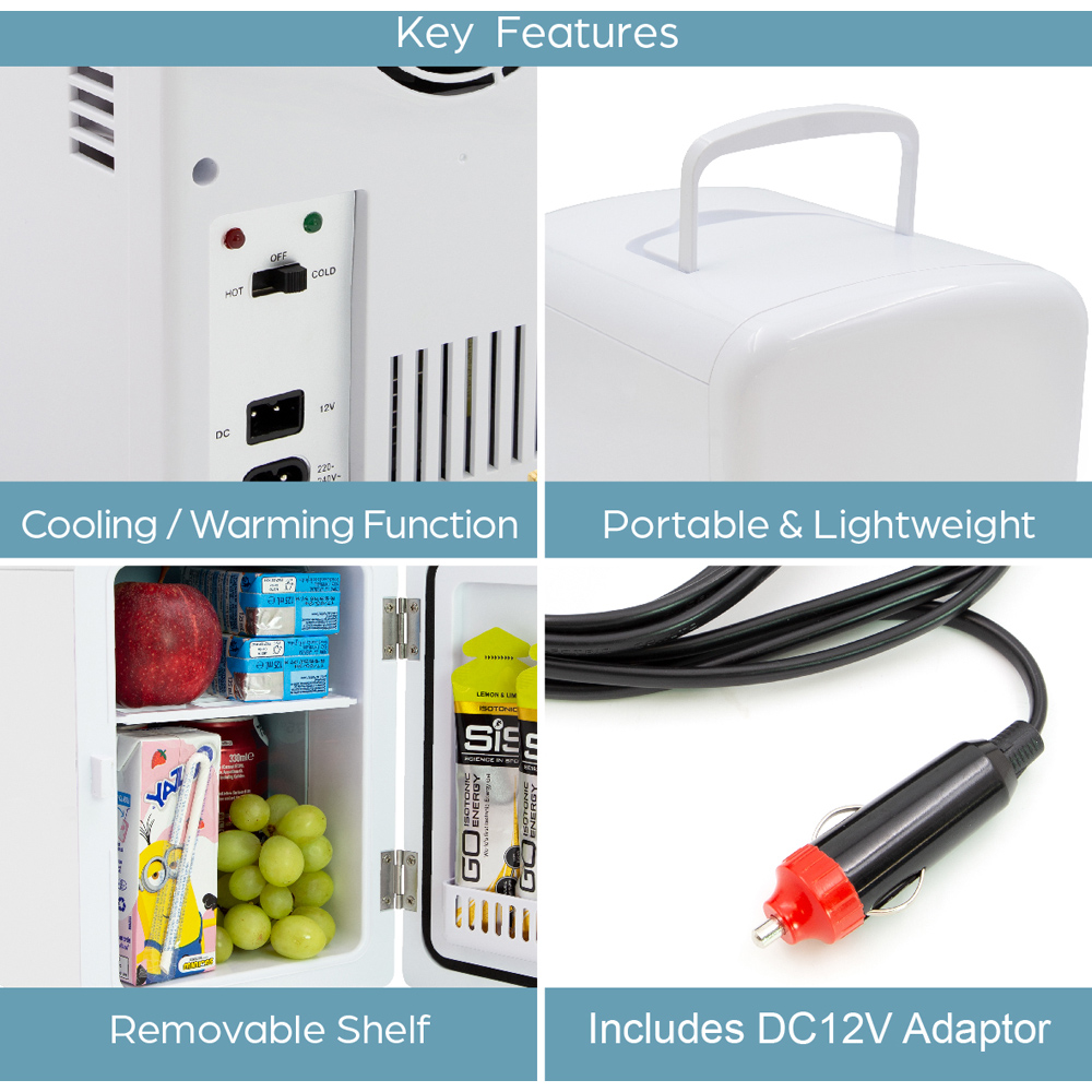 Global Gizmos White 4L Portable Mini Fridge Image 2