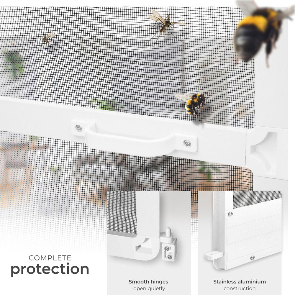 tectake White Individually Adjustable Fly Screen Door 210 x 95cm Image 3