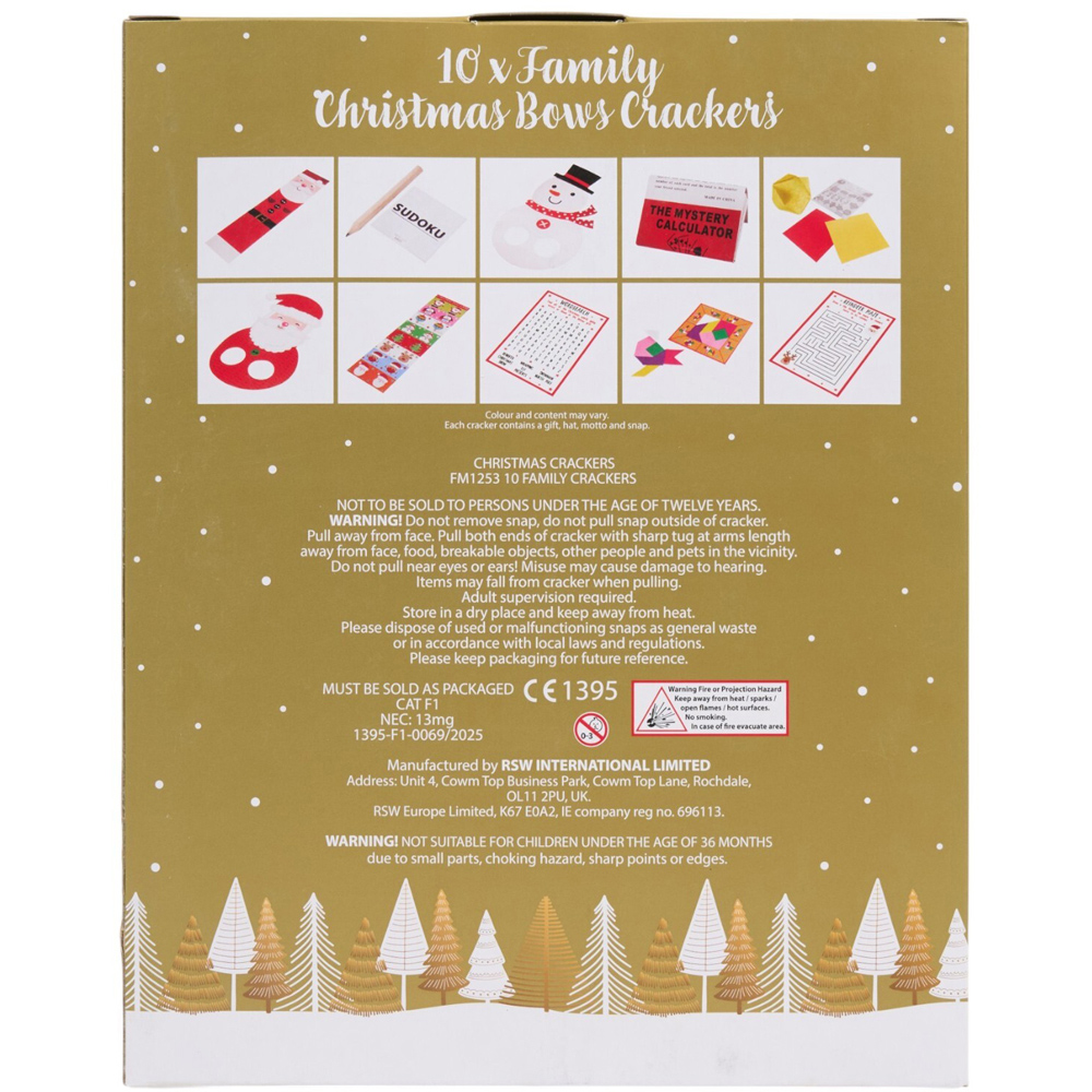 Pack of 10 Family Christmas Bows Crackers Image 3