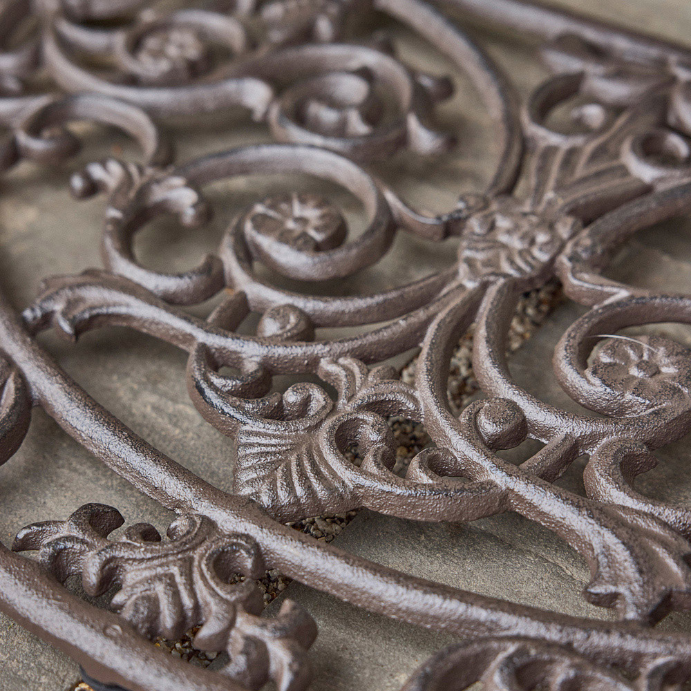 Dibor Antique Brown Cast Iron Crescent Door Mat 66.5 x 33.5cm Image 3