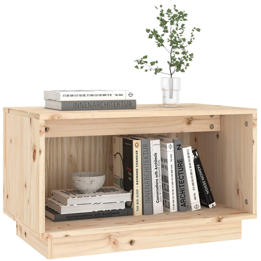 vidaXL Single Shelf Natural Solid Pine Wood TV Cabinet Image 5