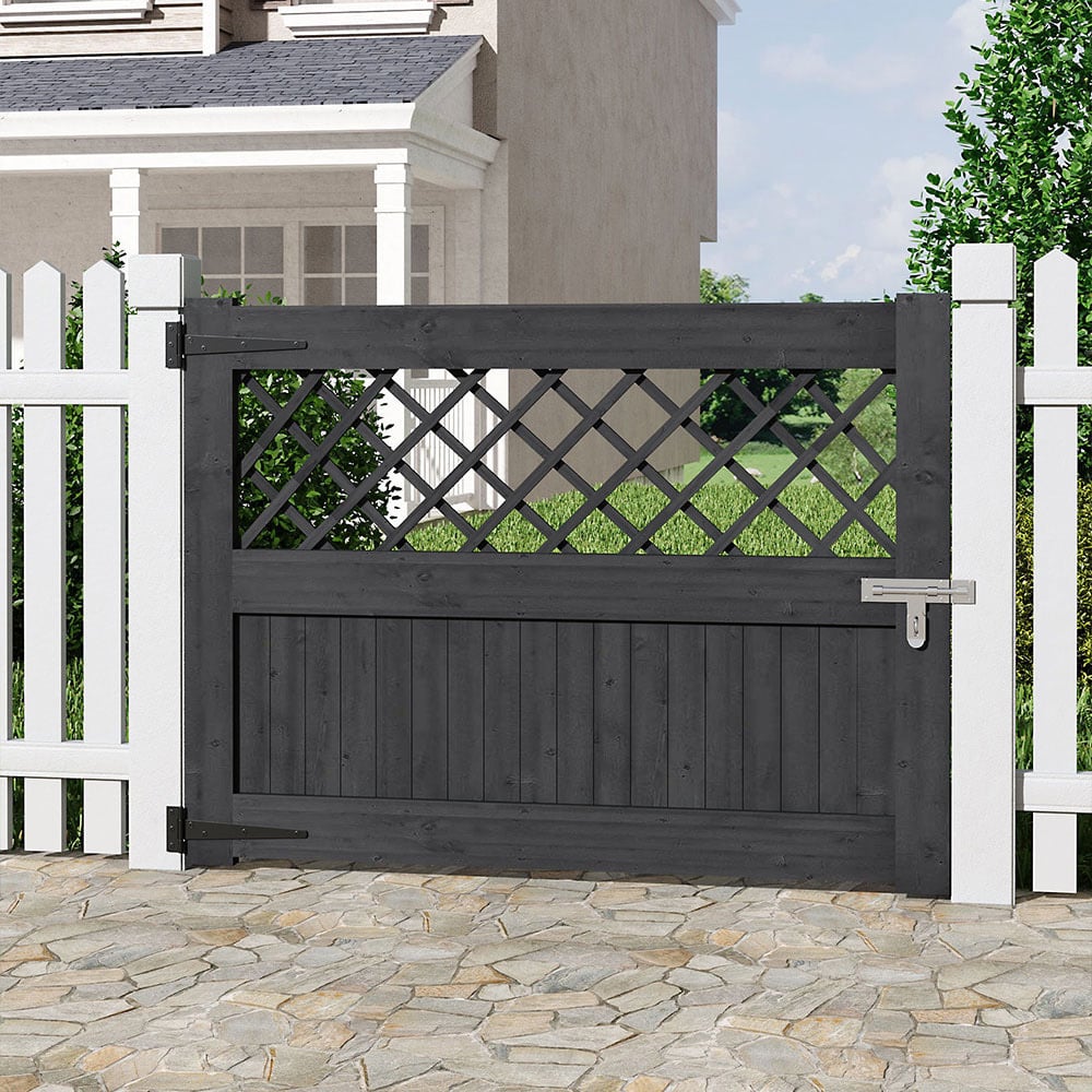 Living and Home Rhombus Wooden Garden Fence Gate with Latch 90 x 120cm Image 6