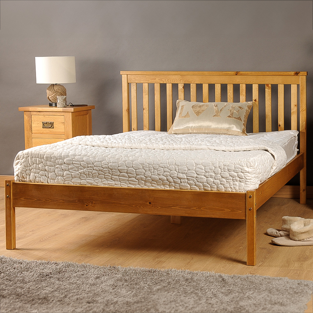 Brooklyn Single Caramel Wooden Low Foot End Bed Frame Image 1