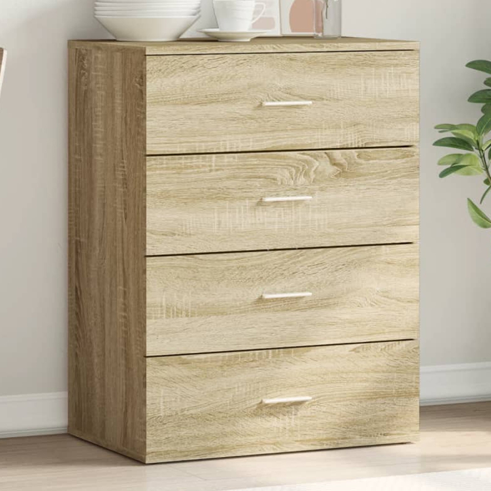 vidaXL 4 Drawer Sonoma Oak Sideboard Image 1