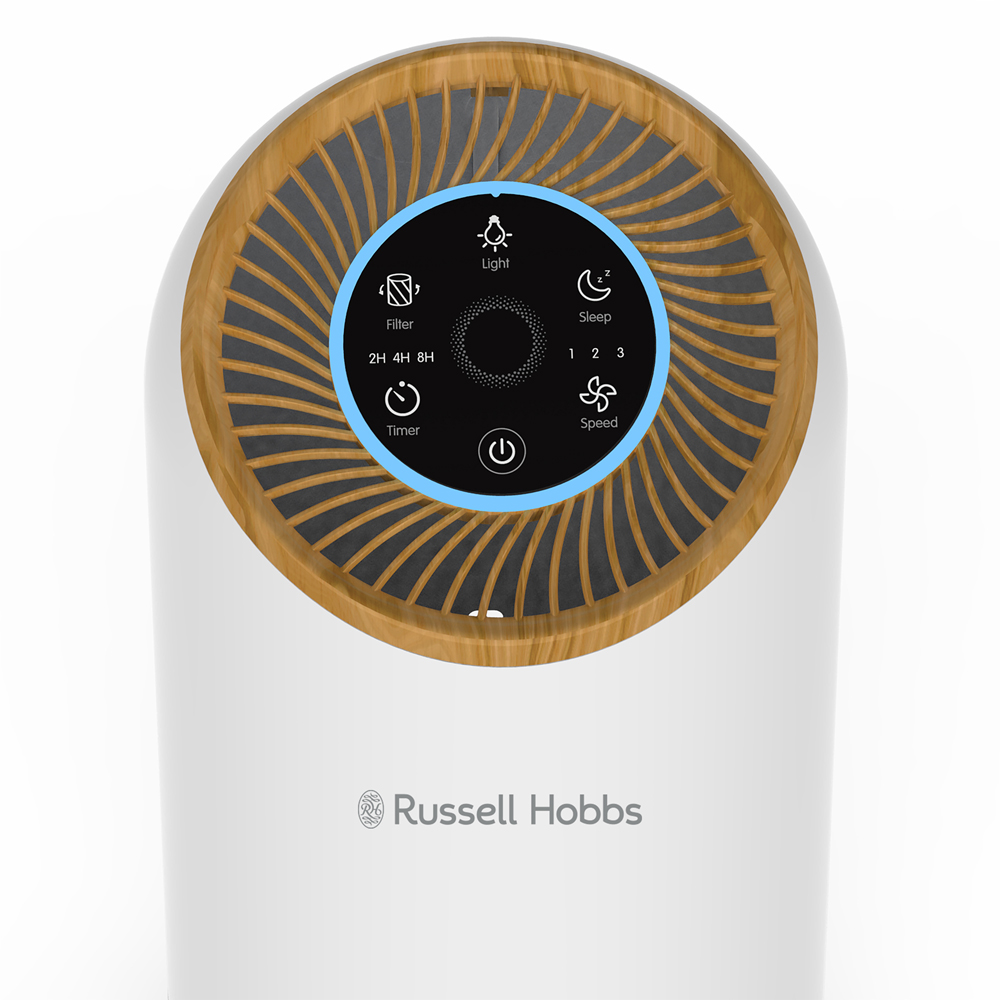 Russell Hobbs Wood and White Clean Air Compact 2 Air Purifier Image 3