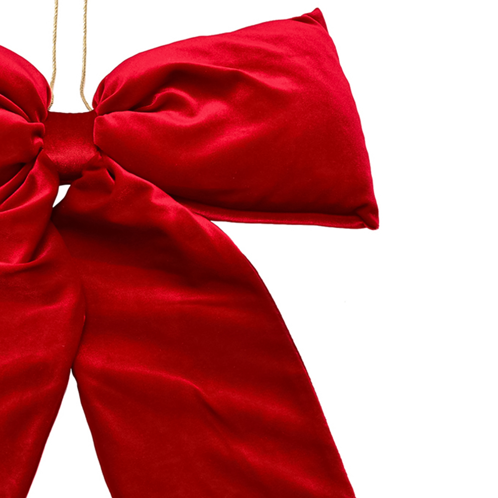 The Seasonal Gift Co Regal Tidings Velvet Red Bow Christmas Hanging Decoration 49cm Image 2