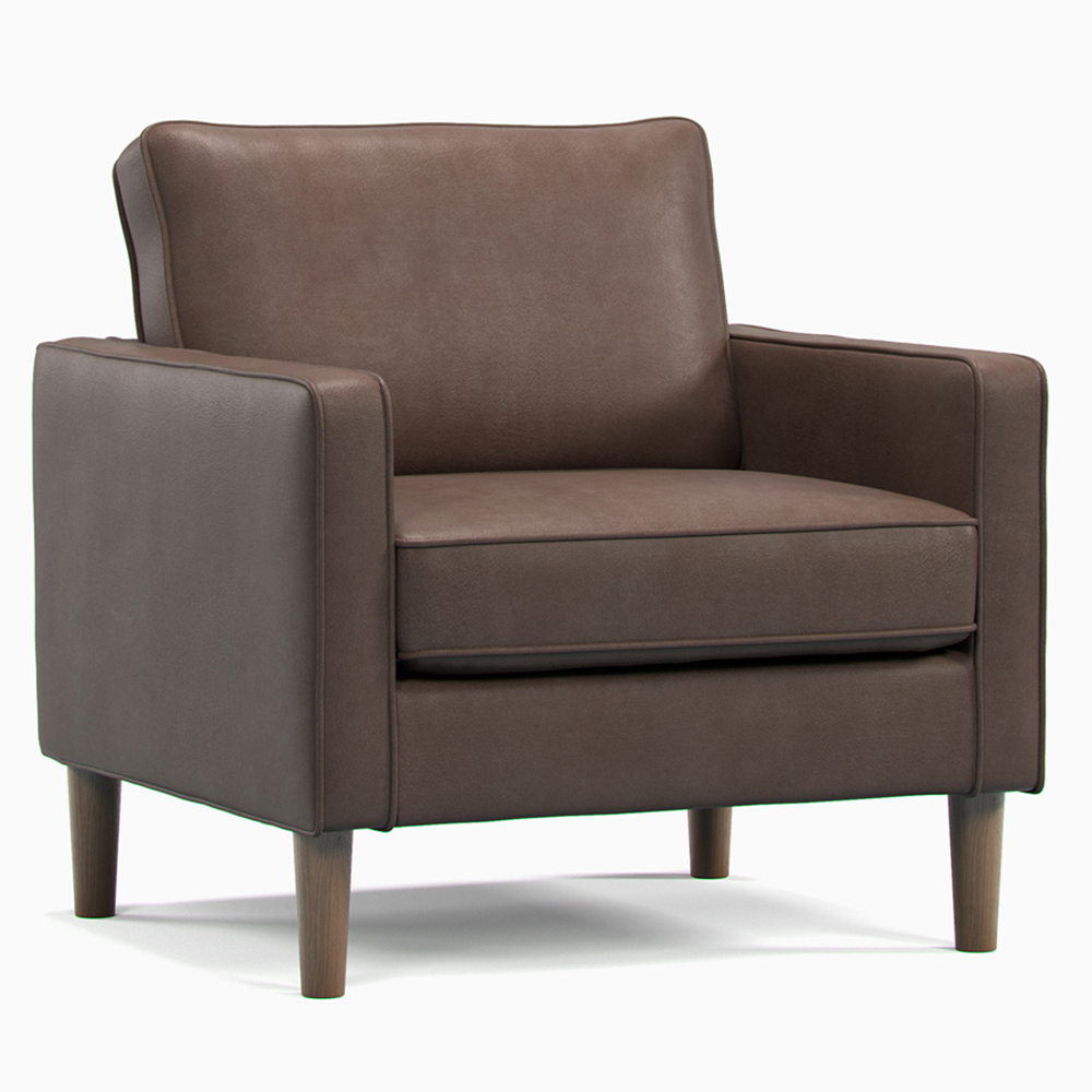 Bexhill 4 Seater Brown Faux Leather Sofa Suite Image 4