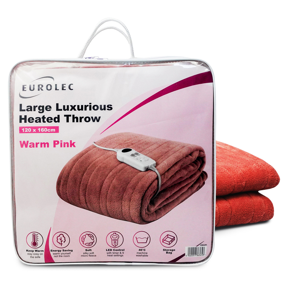 Eurolec Warm Pink Electric Heated Throw Blanket 120 x 160cm Image 5