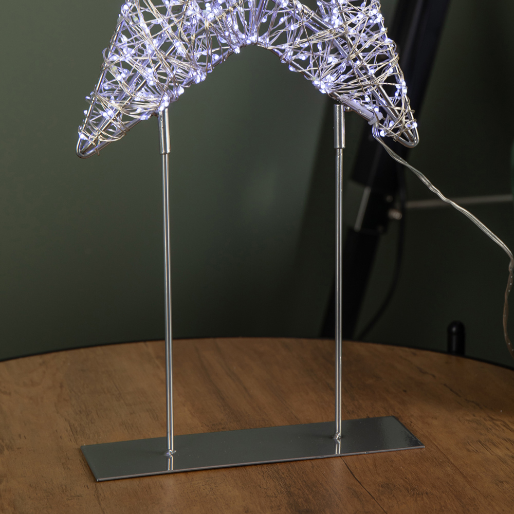 Samuel Alexander 720 White LED Light-Up Twinkling Silver Christmas Star with Metal Stand 45cm Image 5