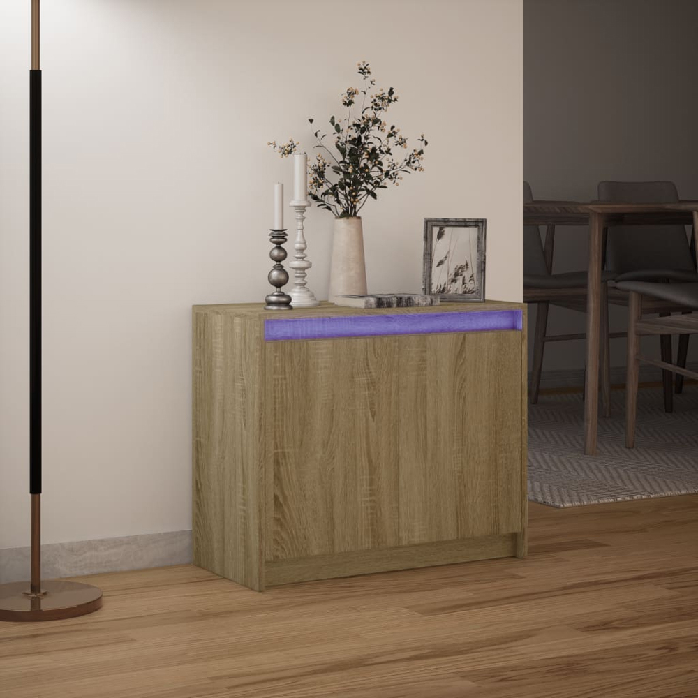 vidaXL 2 Door Sonoma Oak Sideboard with RGB LED Lights Image 5