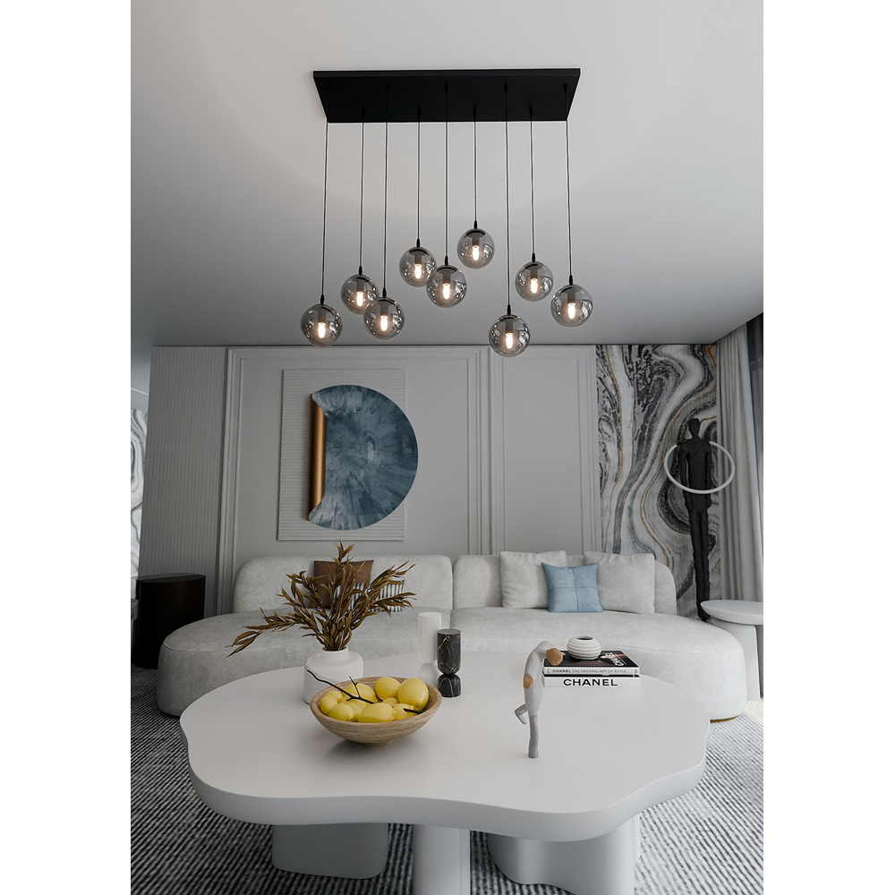 Emibig Cosmo 9 Light Graphite Shade Black E14 Ceiling Pendant Light Image 5