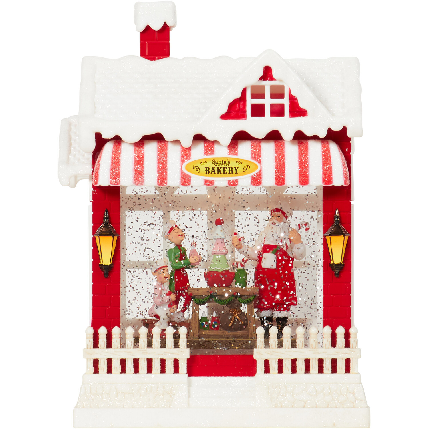 LED Glitter Spinner Santa's Bakery - Red Image 4