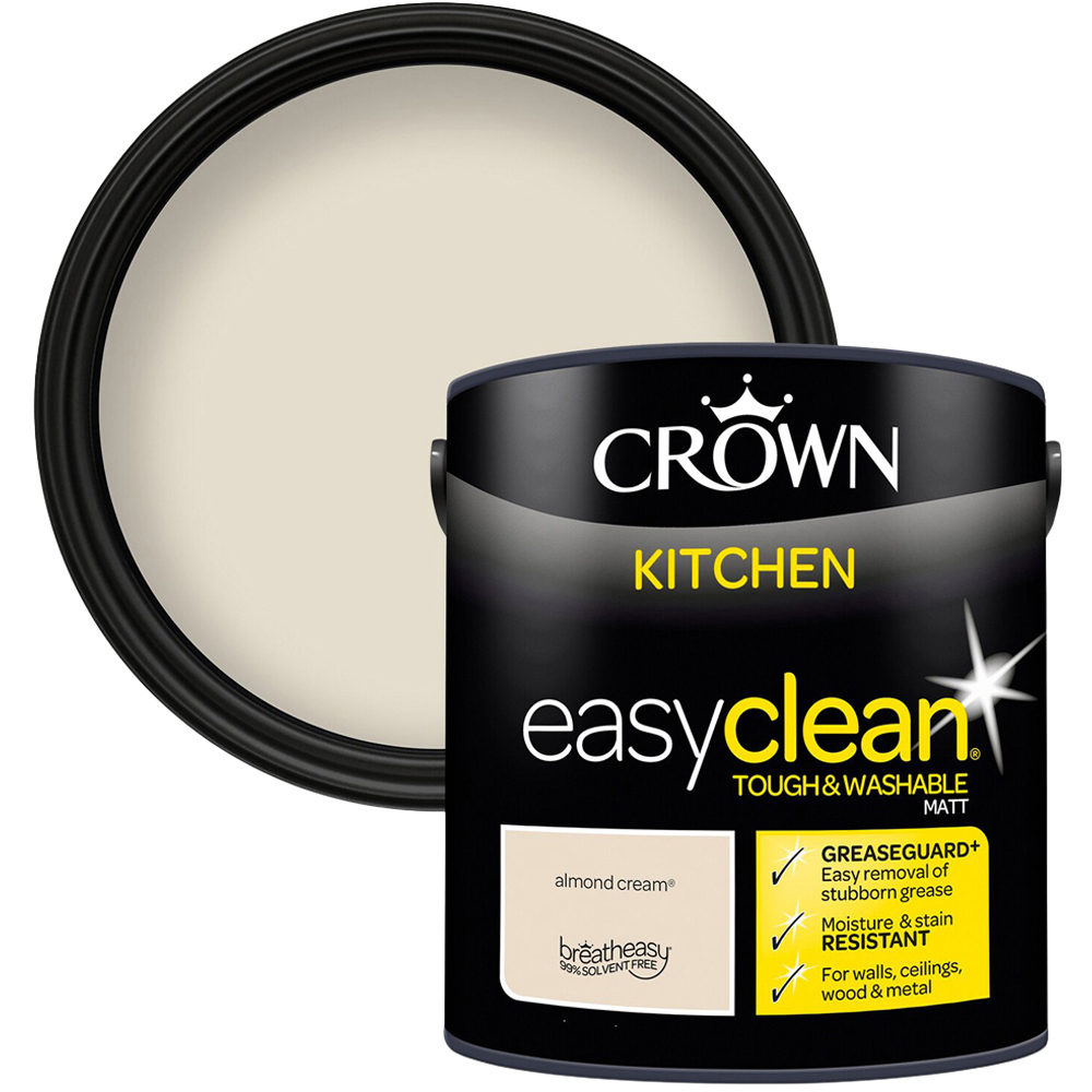 Crown Easyclean Kitchen Paint - Almond Cream / 2.5l Image 1