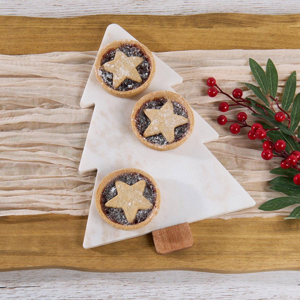 Marble and Wood Christmas Tree Serving Board White Image 2