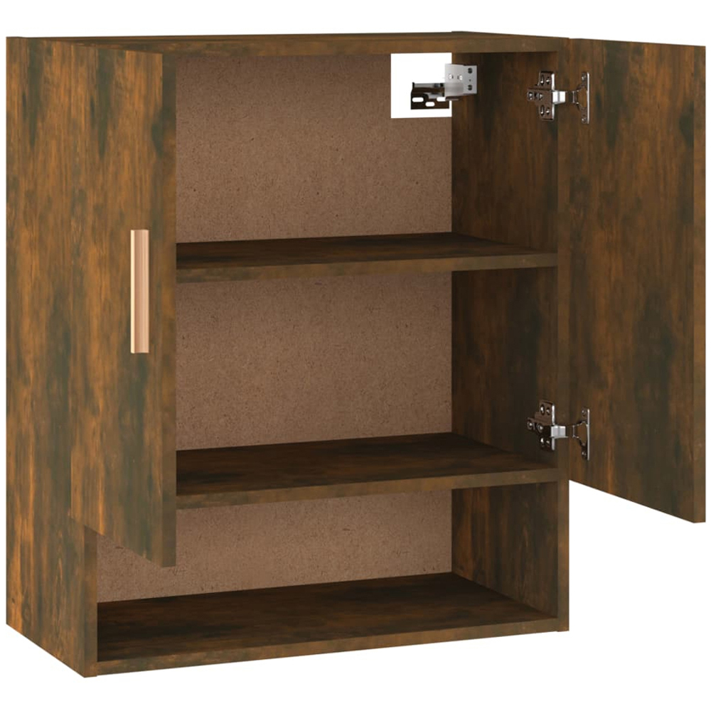 vidaXL 2 Door Single Shelf Smoked Oak Wall Cabinet Image 5