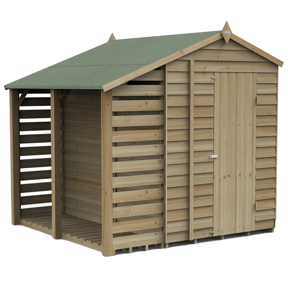 Forest Garden 4LIFE 5 x 7ft Single Door 2 Windows Lean To Apex Shed Image 1