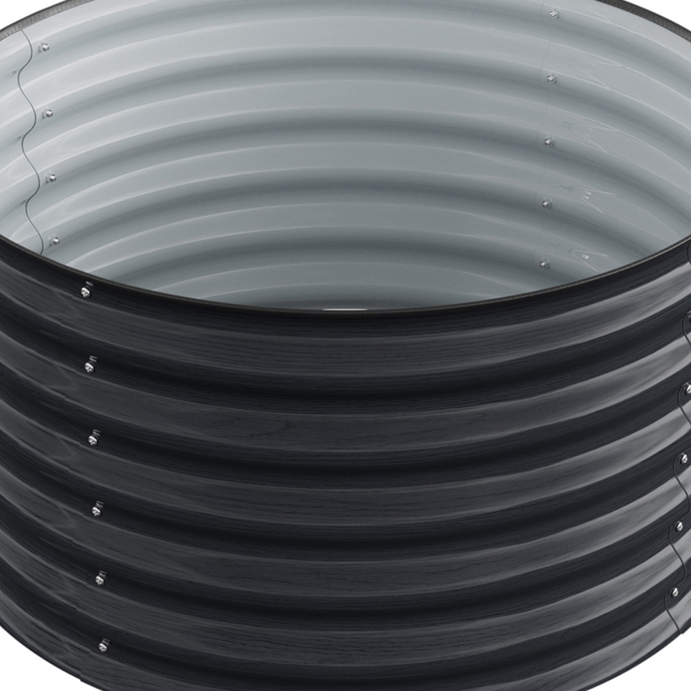 Living and Home Grey Round Metal Raised Garden Bed with Open Bottom 80 x 43cm Image 4