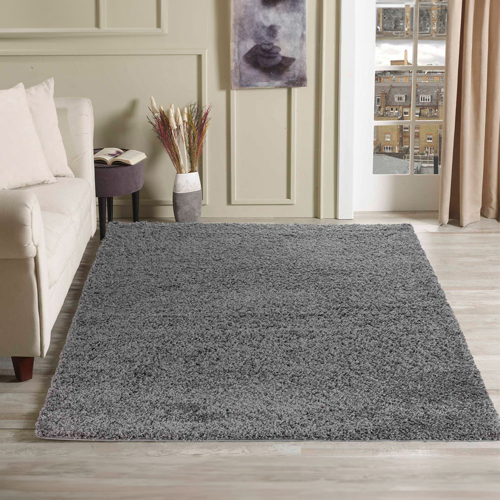 Desire Rugs Oxford Grey Plain Shaggy Rug 160 x 230cm Image 2
