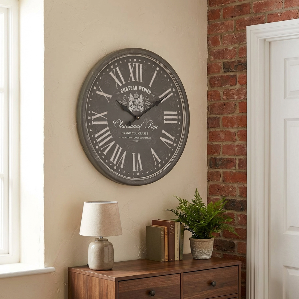 Grey Chateau Renier Round Wall Clock 60cm Image 2