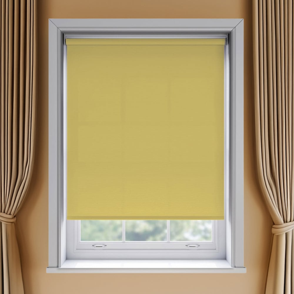 New Edge Blinds Thermal Blackout Roller Blind Ochre 115cm Image 1