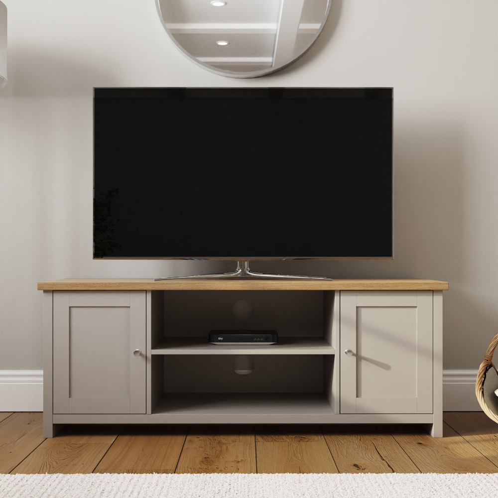 GFW Lancaster 2 Door 2 Shelf Grey Large TV Cabinet Image 7