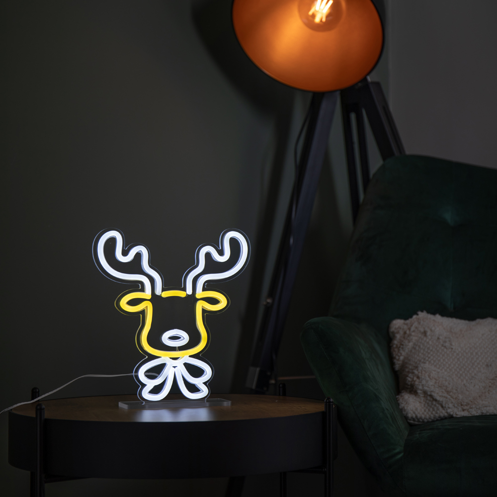 Samuel Alexander Neon Reindeer Face Tabletop Christmas Decoration 25cm Image 8