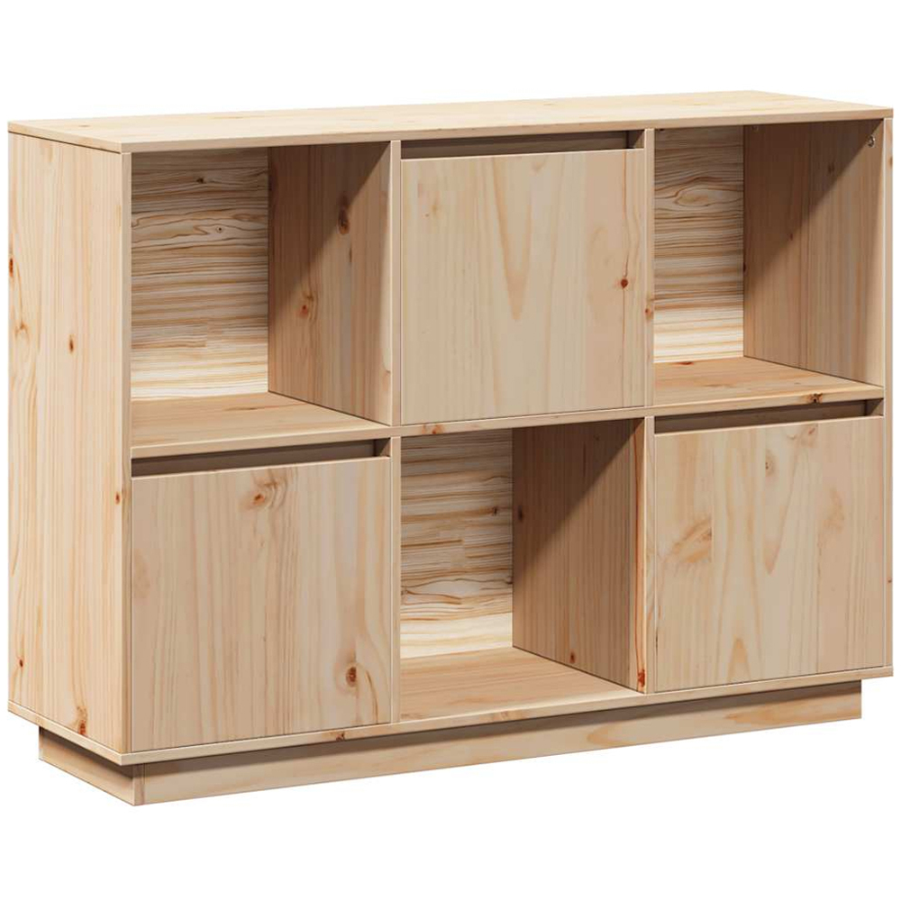 vidaXL 3 Door 3 Shelf Natural Solid Pine Wood Wide Sideboard Image 2